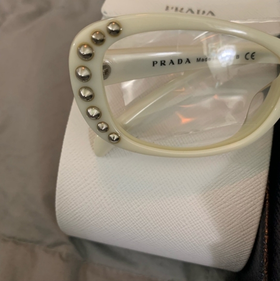 Prada white and Silver Embellished Eyeglass Frames - Picture 2 of 13